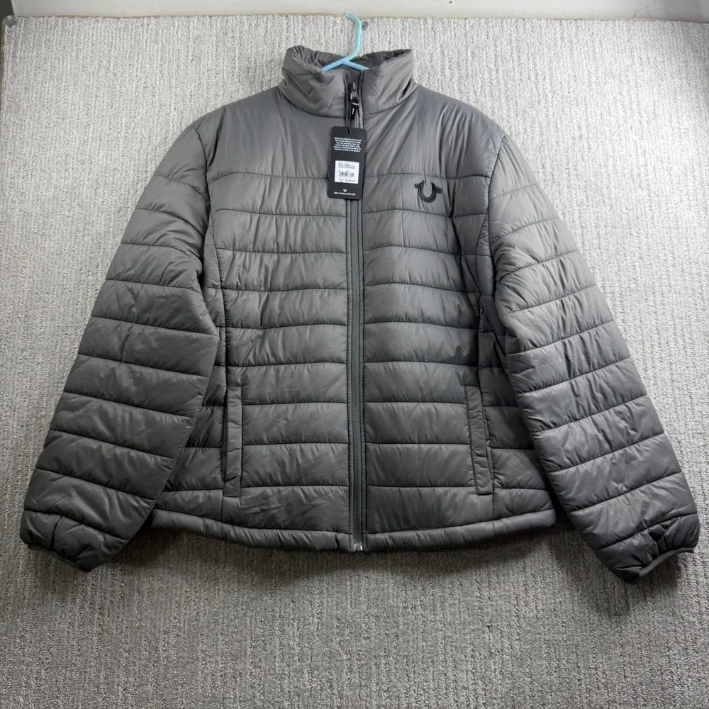 True Religion HS LS Puffer Jkt Granite Gray Mens Size M Jacket 107687